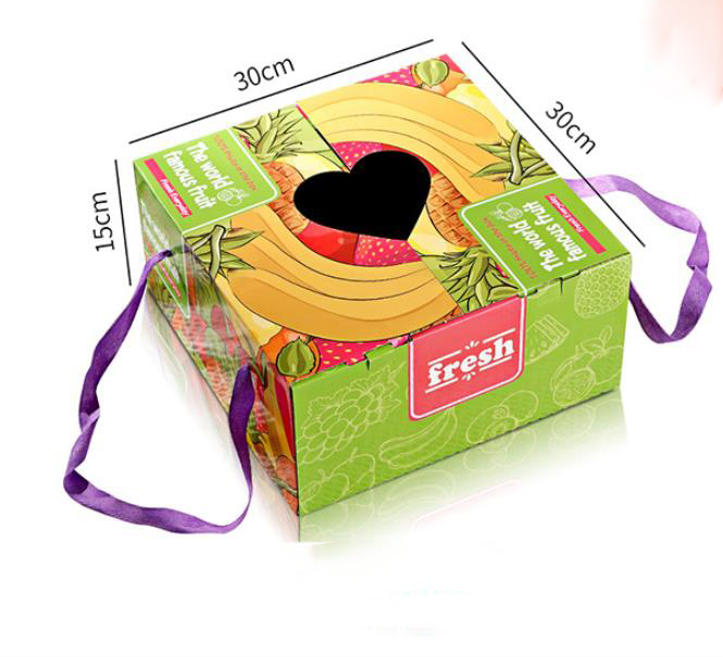 Portable handle fruit gift box paper packaging box with color printing