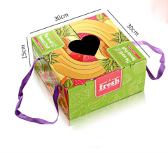 Boîte d'emballage de papier de boîte-cadeau de fruits de poignée portative avec l'impression en couleur