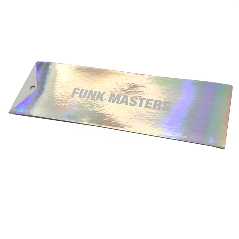 Holographic jeans new china designs custom sticker hangtag