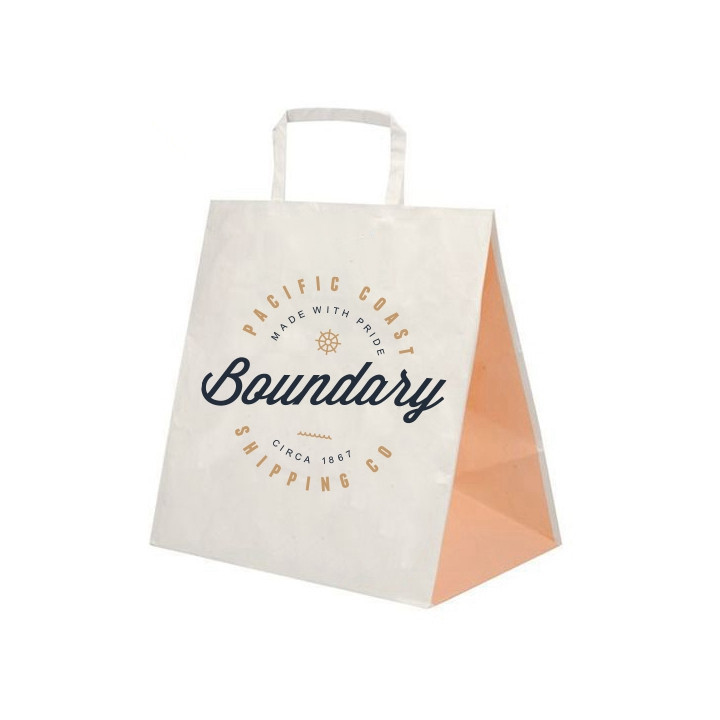 Eco Friendly Packaging Bag Recyclable Fast Food Kraft Paper Bag With Logos