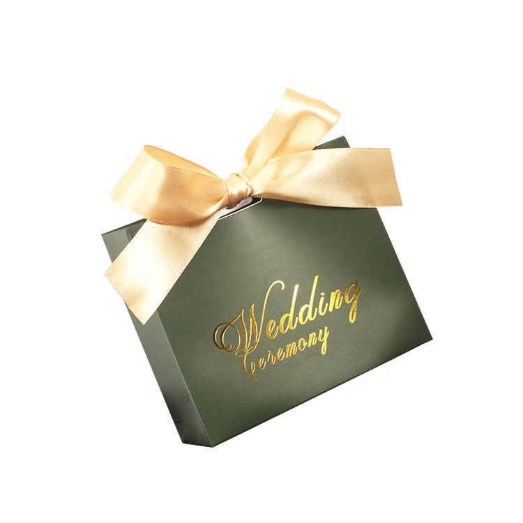 Custom Printed Wedding Birthday Gift Paper Bag with Gold Stamping Words