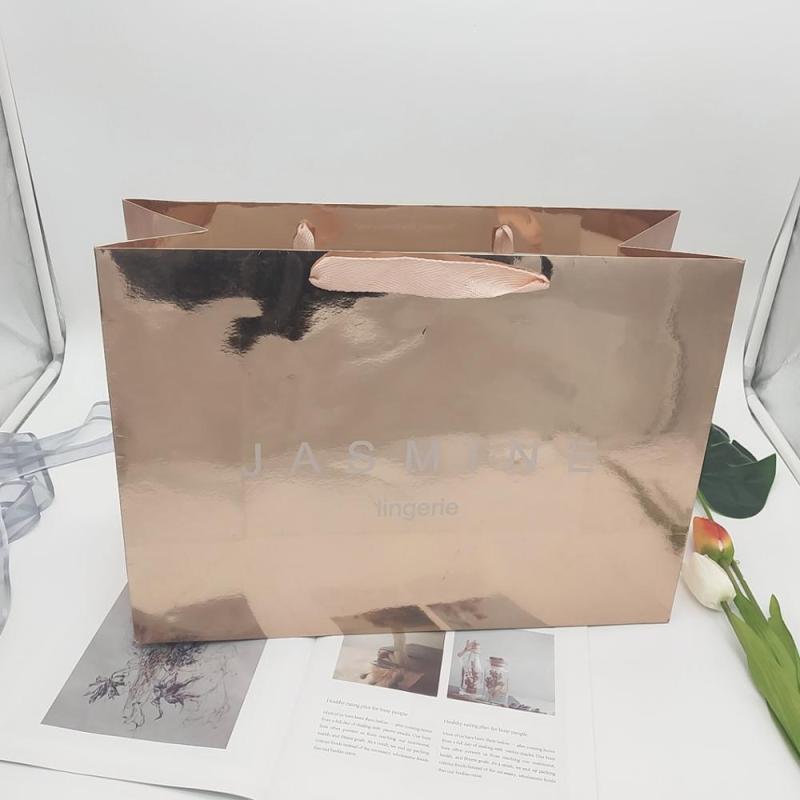 wholesale luxury Rose Gold wedding party gift shopping paper bag