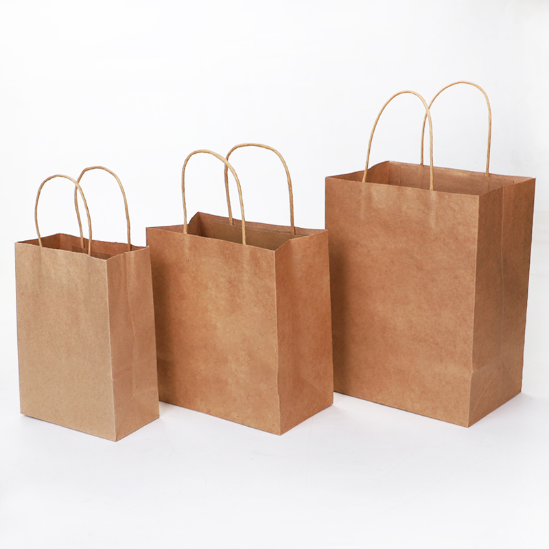 Recyclable kraft paper shopping bags