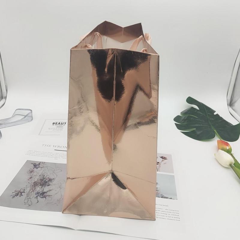 wholesale luxury Rose Gold wedding party gift shopping paper bag