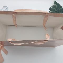 bolsa de papel de compras de regalo de boda de oro rosa de lujo al por mayor