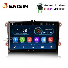 Erisin ES3991V 9" DAB +アンドロイド8.1カーステレオOBD用VWゴルフパサートティグアンポロシートGPS OPS BT