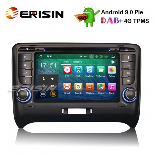 Erisin ES4879T 7" アンドロイド9.0オートラジオDAB + GPS DTV WiFi OBD2 4G TPMSブルートゥースナビAUDI TT MK2