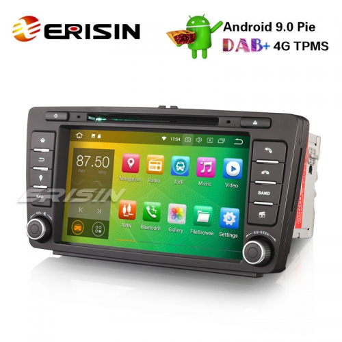 Erisin ES4826S 8" Stereo Android 9.0 DAB+ GPS DVR Wifi 4G DTV TPMS CD OBD for SKODA OCTAVIA,For Skoda