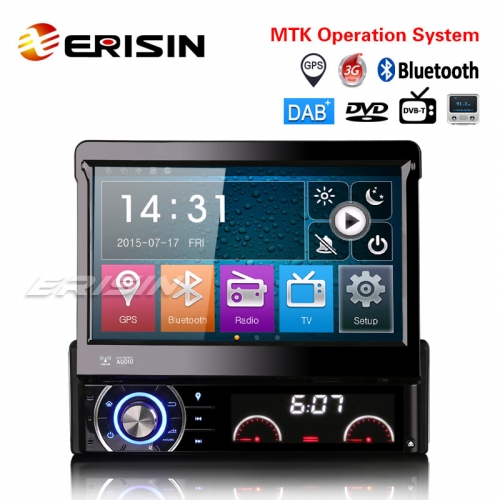 ESSGOO 1 DIN Car Stereo With 7-Color Touchscreen, DAB+, Bluetooth 6.0, USB/SD/AUX, Type-C