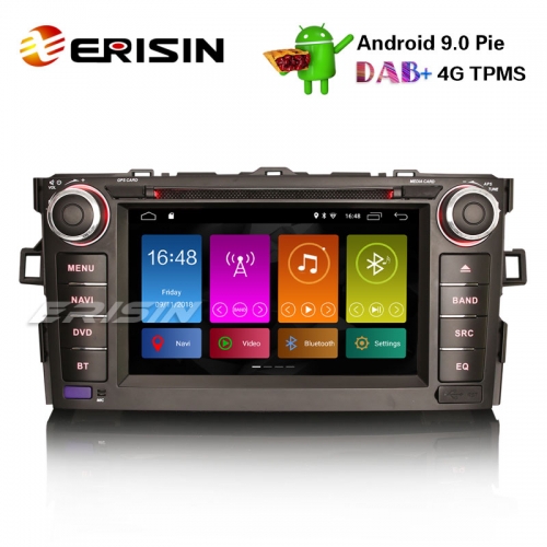 Erisin ES2917A 7" Android 9.0オートラジオDAB + GPS Wifi SWC TPMS DVB-T2トヨタオーリス2007-12ナビCD