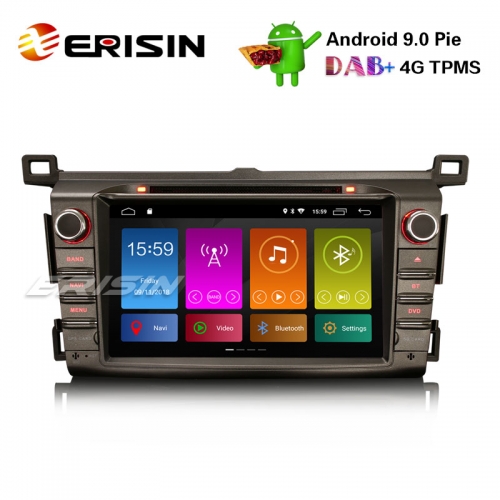 Erisin ES2934R 8" Android 9.0オートラジオDAB + GPS Wifi SWC TPMS DVB-T2トヨタRAV4 2013-15ナビCD