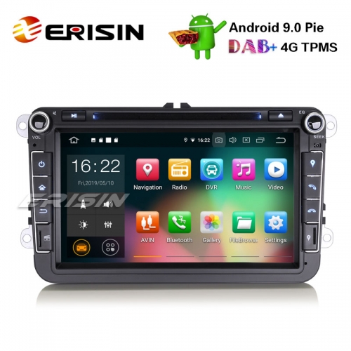 Erisin ES7915V 8" アンドロイド9.0カーステレオgps dab + cd ops用vwパサートゴルフトゥーランポロeosシート