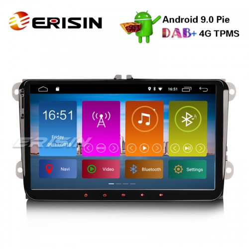 Erisin ES2991V 9" DAB + Android 9.0 Pour VW Passat Golf 5/6 Tiguan Eos Polo Jetta OPS Stéréo De Voiture
