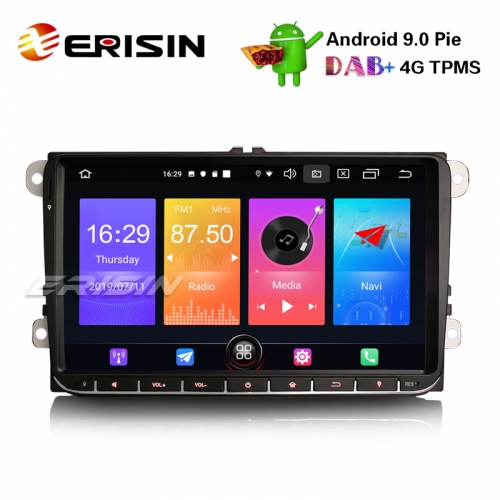 Erisin ES2628V 9" Android 9.0 voiture GPS Navigator OBD DAB + DVR USB pour VW Passat Polo Golf Tiguan Eos Seat
