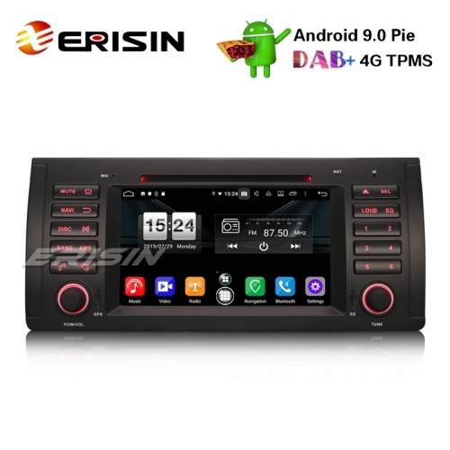 Erisin ES7753B 7" Octa-Core Android 9.0 Stéréo de voiture CD GPS DTV DAB + OBD2 pour BMW Série 5 E39 E53 X5 M5