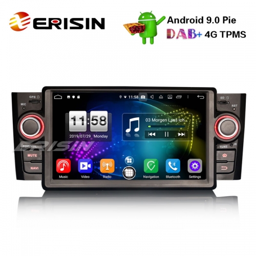 Erisin ES7723L 7" DAB + Android 9.0 Stéréo de voiture GPS WiFi DTV 4G Bluetooth OBD pour Fiat Punto Linea