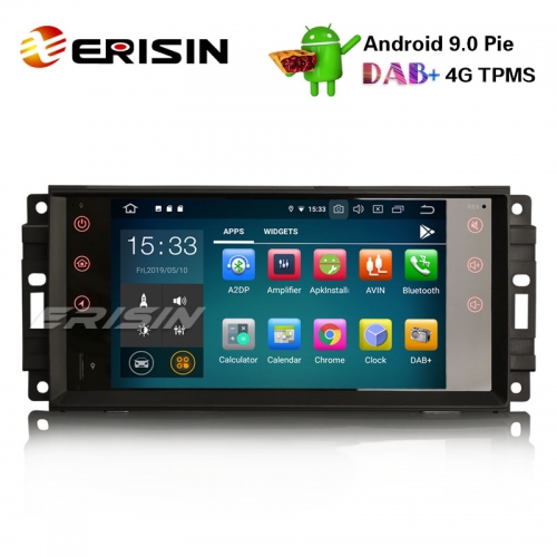 Erisin ES7976J-64 7" DAB + Android 9.0 Autoradio OBD GPS Sat para Jeep Compass Wrangler Comandante Dodge Chrysler