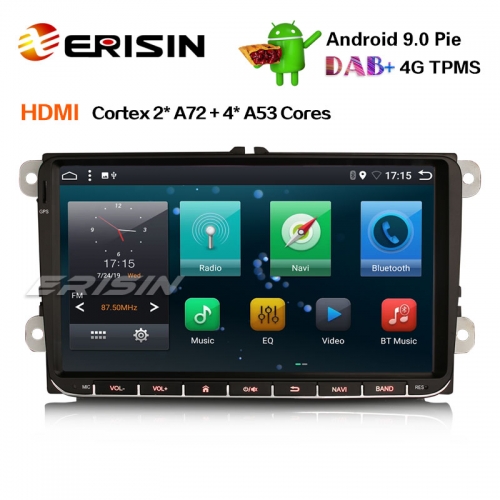 Erisin ES6291V 9" Android 9.0 Stéréo DAB + OPS GPS pour VW Passat Golf Touran Jetta Seat