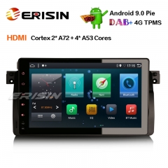 Erisin ES6296B 9" DAB + Android 9.0 Autoradio HDMI AUX GPS Navi FM 4G BT for BMW 3er E46320 M3 ROVER 75 MG ZT