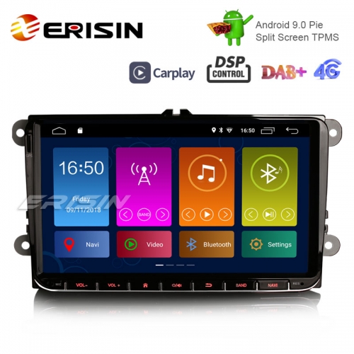 Erisin ES3001V 9" Android 10.0 Autoradio DAB+ 4G GPS CarPlay for VW Passat CC Polo Golf Tiguan Caddy