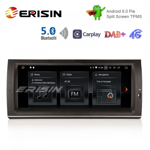 Erisin ES1253B 10.25 " Novo Android 9.0 Pie OS GPS do carro Sat 4G TPMS DAB + BT5.0 CarPlay para E53