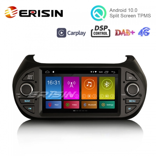 Erisin ES3075F 7" Android 10.0 Auto Stereo GPS DAB CarPlay DSP für Fiat Fiorino Citroen Nemo Peugeot Bipper