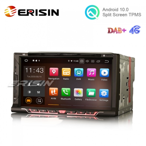 Erisin ES5188U Abnehmbares 1 Din Android 10.0 Autoradio GPS DAB+WiFi DVD  CarPlay DVB-T2 Navi TPMS DVD DVR