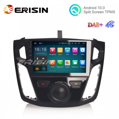 Erisin ES5195F 9" Android 10.0 Car Radio for Ford Focus GPS DAB+ DVR WiFi OBD2 DTV Bluetooth Stereo 4G CarPlay+