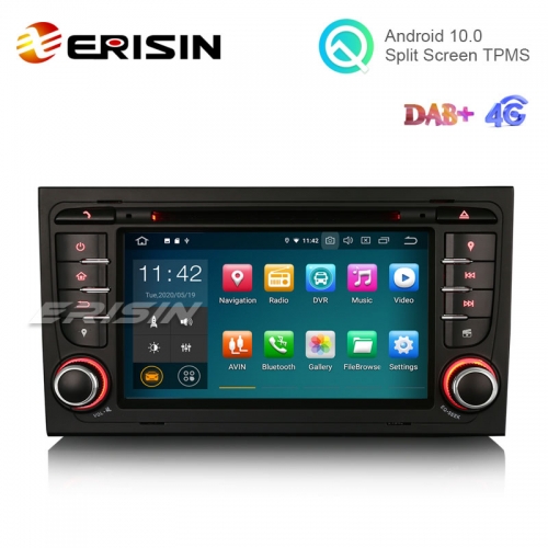 Erisin ES5178A 7" 16GB Android 10.0 Car DVD Stereo for Audi A4 S4 CarPlay+ DAB+ TPMS Wifi GPS Sat