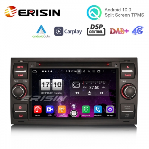 Erisin ES8766FB 7" PX5 DSP Android 10.0 Car DVD CarPlay & Auto GPS 4G DAB+ for Ford C/S-Max Galaxy Kuga Focus Transit
