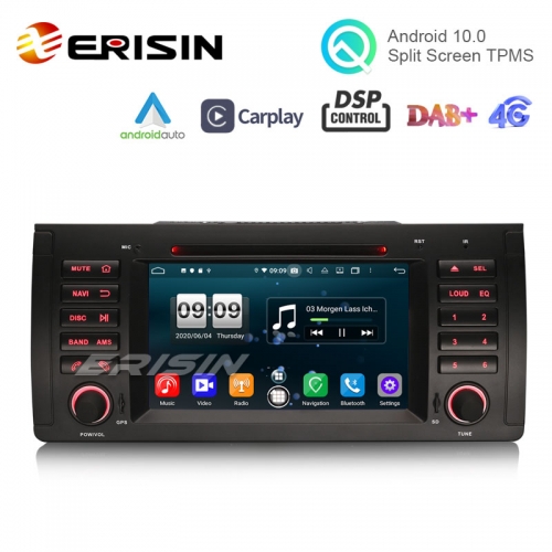 Erisin ES8753B 7" PX5 DSP Android 10.0 Car DVD CarPlay & Auto GPS 4G DAB+ for BMW 5 Series E39 E53 X5 M5