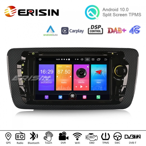 Erisin ES2722S 7" Android 10.0 Autoradio DAB+ GPS DSP Carplay TPMS WiFi Bluetooth 4G DVB-T2 OBD2 TPMS CD Navi For SEAT IBIZA 2009-2013