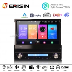 Erisin ES2788U Android 10 Universal 1Din Car Stereo Wireless CarPlay DSP GPS WiFi+4G Bluetooth TPMS DAB+ OBD2 DVR USB SD CD Navigation