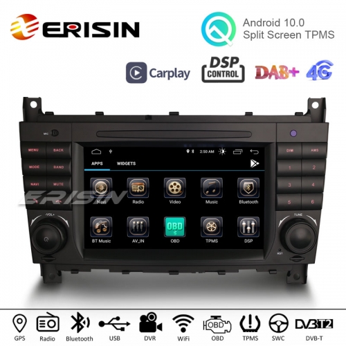 Erisin ES3173C 7" Android 10.0 Auto Radio Stereo GPS for Mercedes Benz C-Class CLC CLK Class W209 WiFi 4G CarPlay TPMS DVR DAB+ DSP