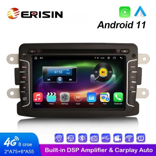 Erisin ES8629D Android 11.0 Auto-DVD-Player für Renault/Dacia Duster Sandero Logan Lada Xray 2 Wireless CarPlay &amp; Auto 4G WiFi DSP Stereo