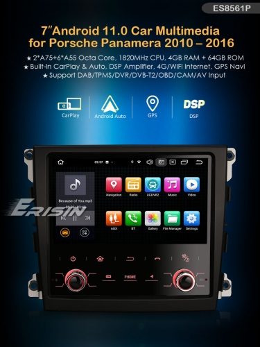 ES8543M 8.4" IPS Android 11.0 Car Multimedia GPS DSP 4G SIM Card Slot Wireless CarPlay Auto Radio For Porsche Macan 2012-2016