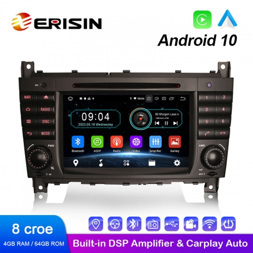 Erisin ES6969CN 7" Android 10.0 DSP Wireless Apple CarPlay Auto Car GPS Radio DVD Player for Benz C-Class W203 CLC CLK W209 Car Multimedia