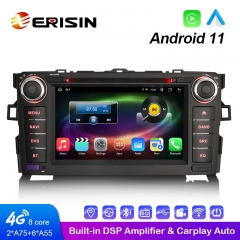 Erisin es8617a 7&quot; 8 núcleos android 11.0 player multimídia automático embutido 4g wifi carplay e sistema gps automático para toyota auris corola