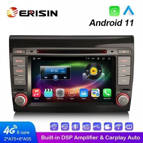Erisin ES8671F Octa-Core Android 11,0 reproductor de DVD para coche GPS para FIAT BRAVO inalámbrico CarPlay y Auto 4G WiFi DSP estéreo DTV TPMS