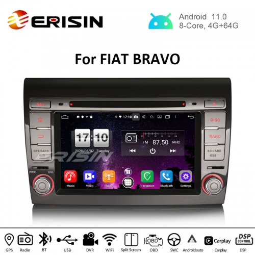 Erisin ES8771F 7" PX5 DSP Android 11.0 Car DVD Player For Fiat Bravo CarPlay Auto GPS 4G DAB+ BT WiFi