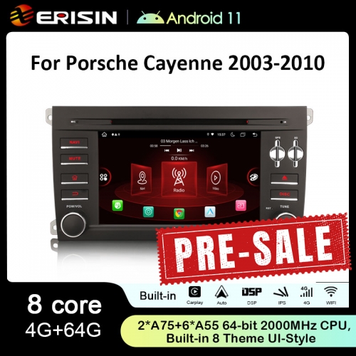 Erisin ES8914C 7" IPS Screen 8 Core Android 11.0 Car DVD Player GPS 4G LTE DPS Wireless CarPlay Auto Radio For Porsche Cayenne