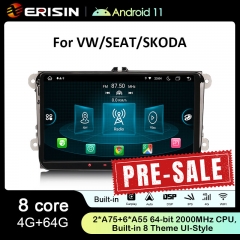ES8998V 9" IPS Screen Android 11.0 Car Stereo GPS SatNav Radio For VW Sharan Jetta Seat Skoda DSP 4G LTE Wireless CarPlay Auto Bluetooth