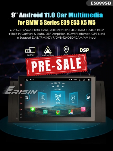 ES8995B 8-Core Android 11.0 Car Stereo GPS Radio For BMW 5 Series E39 X5 E53 M5 DAB+ DSP Autoradio Wireless CarPlay 4G LTE OBD Bluetooth