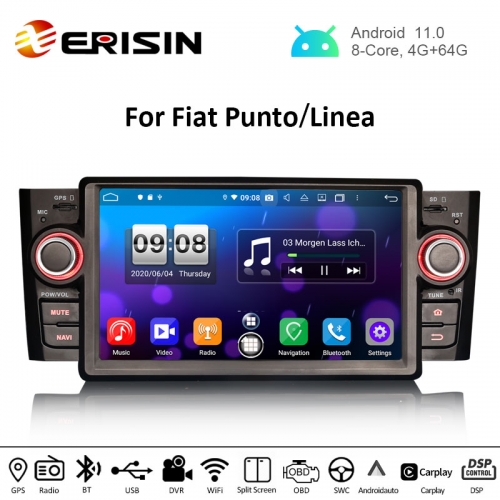 Erisin ES8723L 7" Android 11.0 Car Stereo CarPlay & Auto GPS 4G DAB+ DSP for Fiat Punto Linea