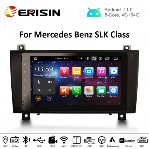 Erisin ES8184S 8" Android 11.0 Auto Multimedia System Radio Stereo For Mercedes-Benz SLK Class R171 W17 CarPlay & Auto GPS TPMS