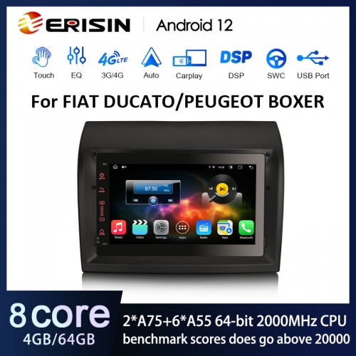 Erisin ES8874F 7" Android 12.0 Car Stereo For FIAT DUCATO CITROEN JUMPER PEUGEOT BOXER GPS Navi Wireless Carplay Auto Radio IPS