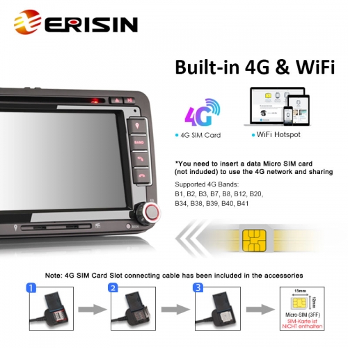 Erisin ES8548V 7" DSP Android 12.0 Car Stereo CarPlay & Auto GPS.