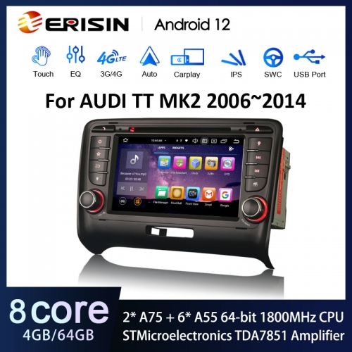 Erisin ES8579T 7 IPS Android 12.0 Car Radio For AUDI TT MK2 DSP Wireless CarPlay  Auto TPMS DAB+ 4G LTE DVD GPS System
