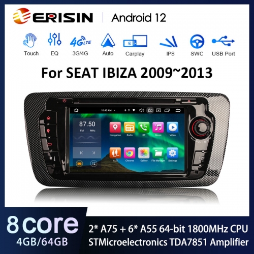 Erisin ES8522S 7" Android 12.0 Car Stereo DVD GPS For SEAT IBIZA DSP CarPlay & Auto Radio TPMS DAB+ 4G SIM IPS BT5.0