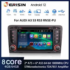 Erisin ES8547A 8-Core Android 12.0 DAB+Autoradio Stereo GPS Wireless CarPlay DVD SWC DTV DSP For AUDI A3 S3 RS3 RNSE-PU